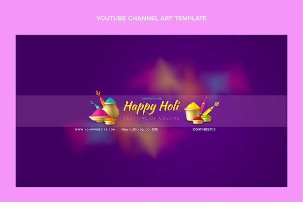 Realistic holi youtube channel art