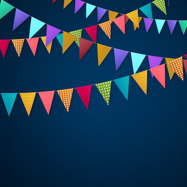 Free vector realistic holiday garlands flags background