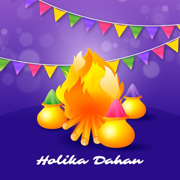 Realistic holika dahan illustration