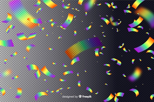 Realistic holographic confetti background