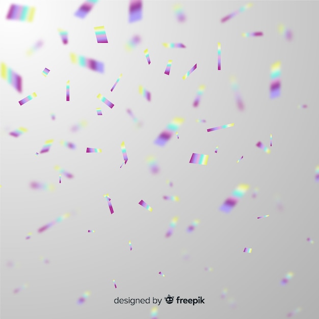 Realistic holographic glitter with confetti background