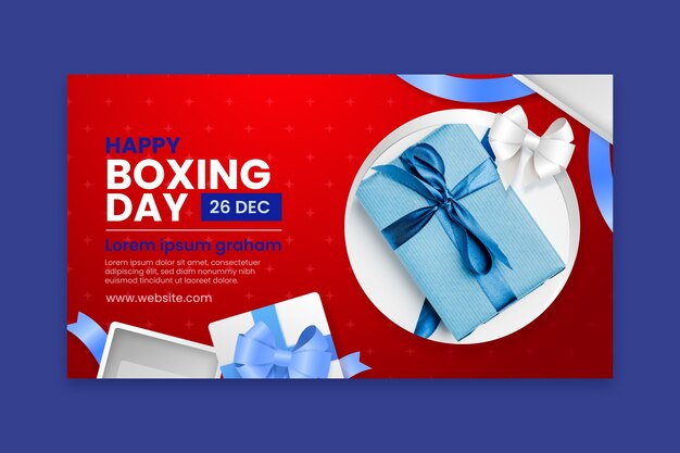 Realistic horizontal banner template for boxing day sales