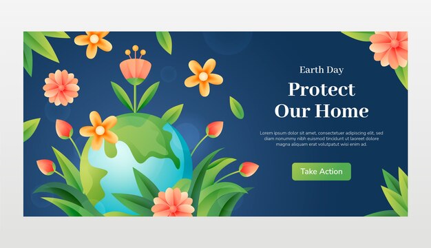 Realistic horizontal banner template for earth day celebration