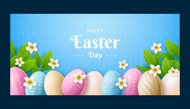 Realistic horizontal banner template for easter holiday
