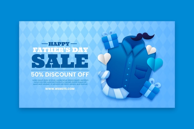 Free vector realistic horizontal banner template for fathers day celebration