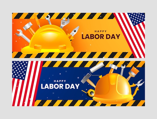 Free vector realistic horizontal banner template for labor day celebration