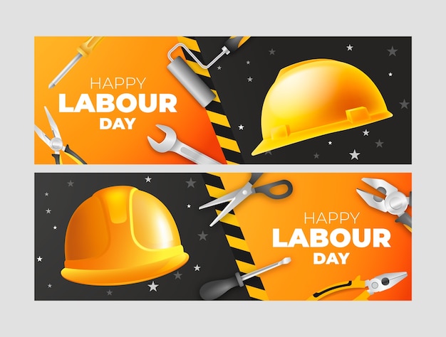 Free vector realistic horizontal banner template for labor day celebration