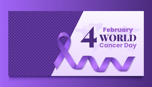 Free vector realistic horizontal banner template for world cancer day awareness