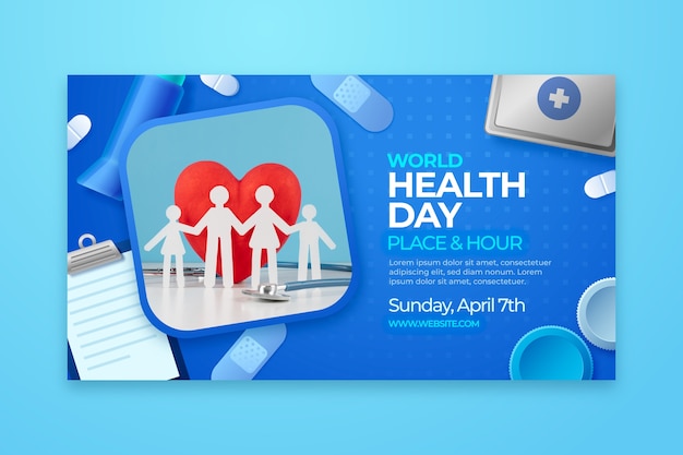 Realistic horizontal banner template for world health day awareness