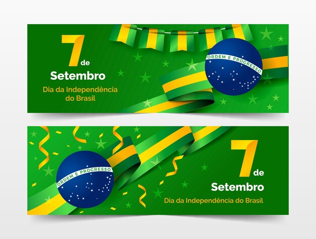 Free vector realistic horizontal banners collection for 7 de setembro celebration