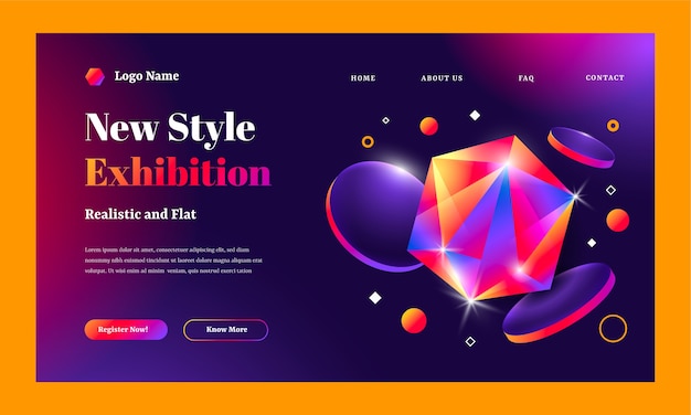 Free vector realistic horizontal landing page design