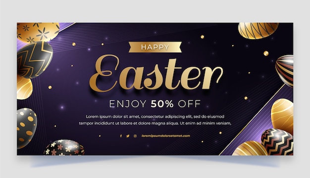 Free vector realistic horizontal sale banner template for easter celebration