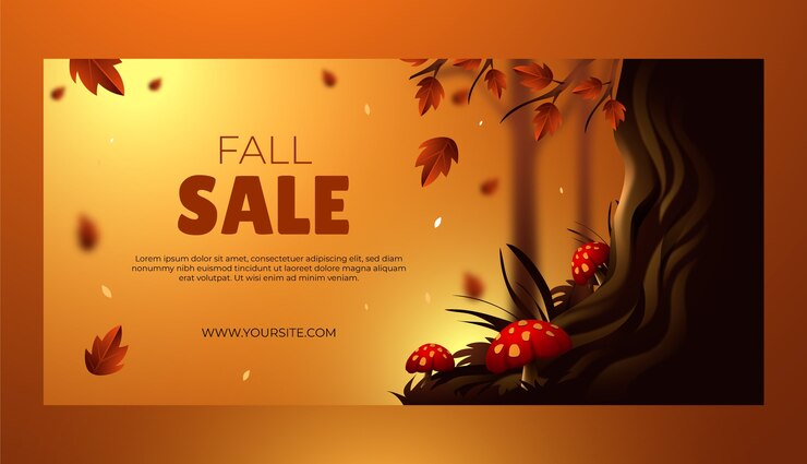 Free Vector realistic horizontal sale banner template for fall season