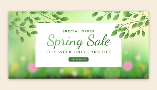 Free vector realistic horizontal sale banner template for springtime season