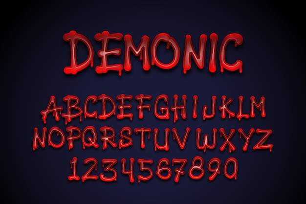 Realistic horror bloody font