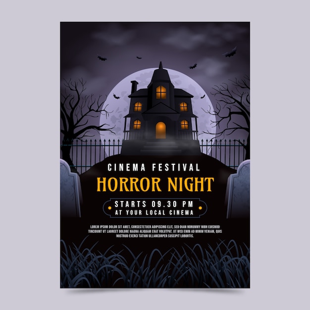 Free vector realistic  horror movie poster