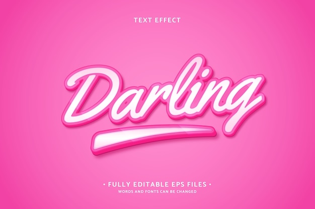 Free vector realistic hot pink darling text effect