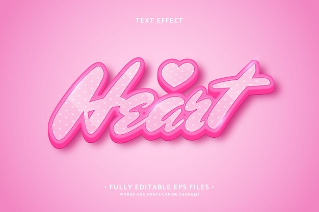 Realistic hot pink heart text effect