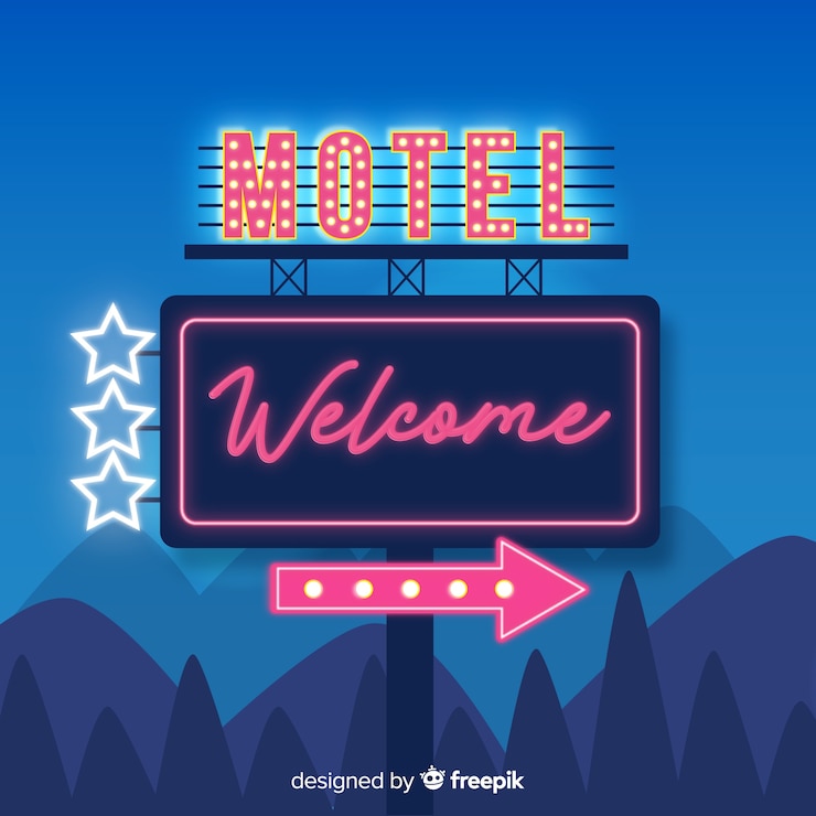 Free Vector realistic hotel neon sign background