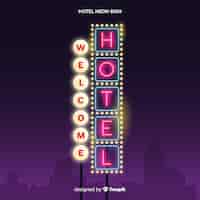 Free vector realistic hotel neon sign background