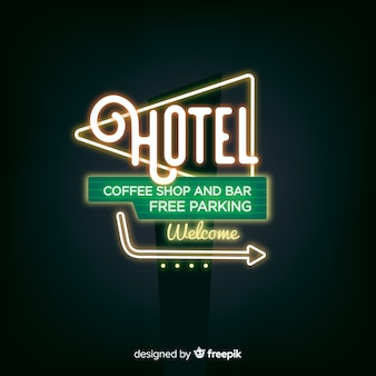 Realistic hotel neon sign background