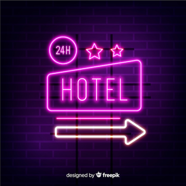 Realistic hotel neon sign background