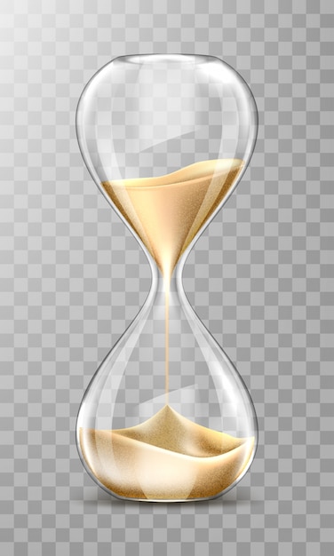   realistic hourglass, transparent sand clock