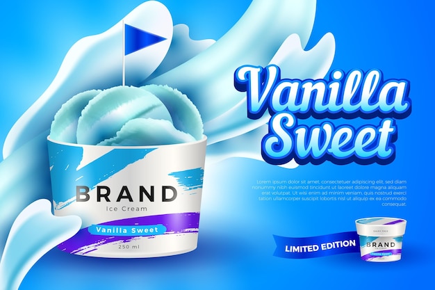 現実的なアイスクリームの広告コンセプト