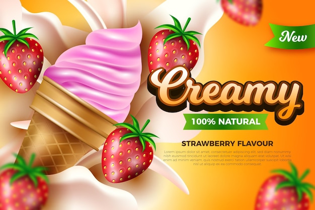 Free vector realistic ice cream ad concept
