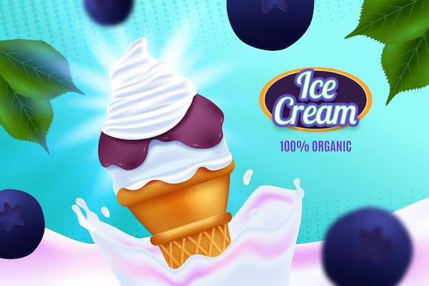 무료 벡터 현실적인 아이스크림 광고 벽지