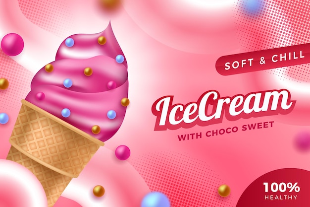 Free vector realistic ice cream ad