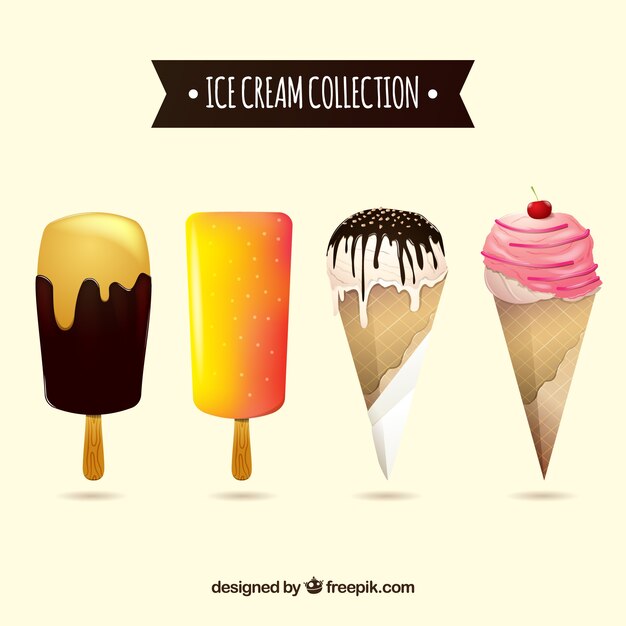 Free vector realistic ice cream assortment