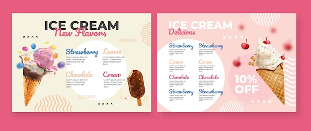 Vettore gratuito modello di brochure gelato realistico