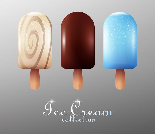 Realistic ice cream collection