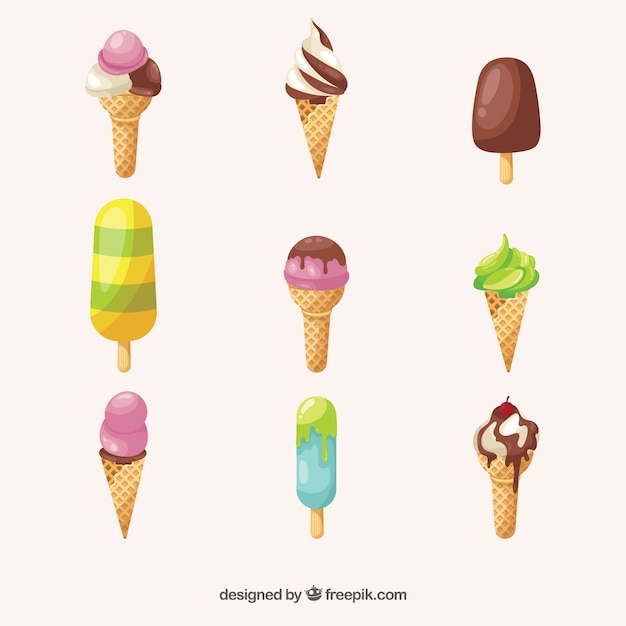 Free vector realistic ice cream collection