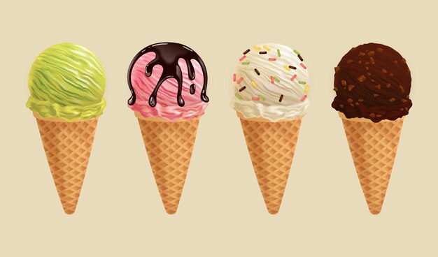 Realistic ice cream collection
