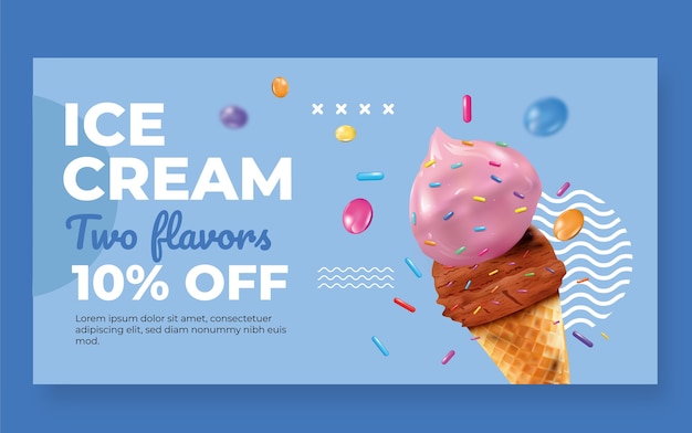 Free vector realistic ice cream facebook template