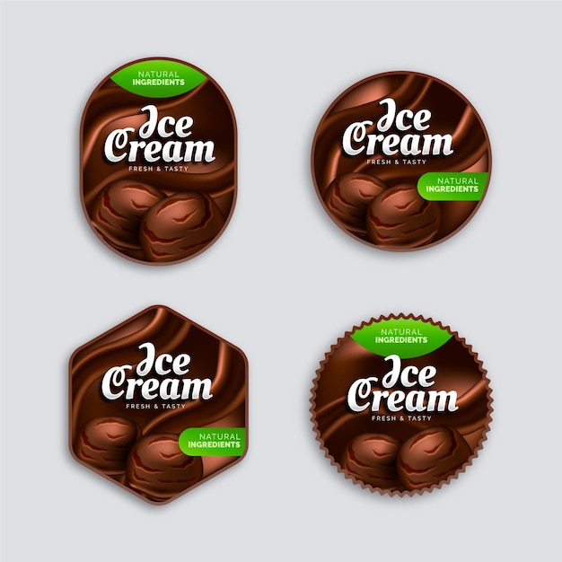 Free vector realistic ice cream label collection