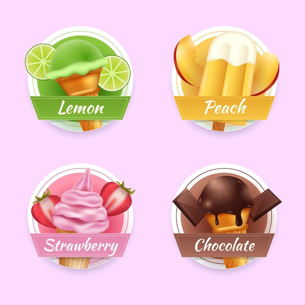 Realistic ice cream label collection