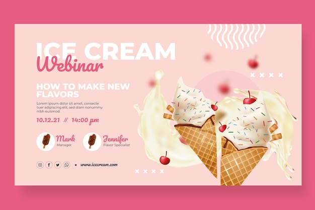 Realistic ice cream webinar template