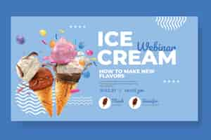 Vettore gratuito modello di webinar sul gelato realistico