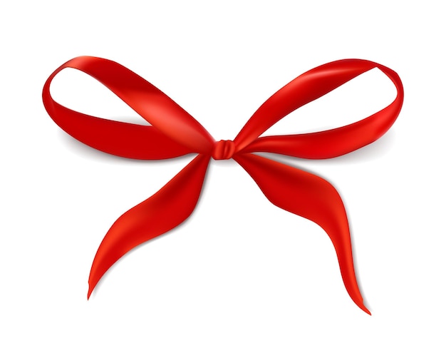 Бесплатное векторное изображение Реалистичная икона красная лента в банте, изолированная на белом для подарочных коробок