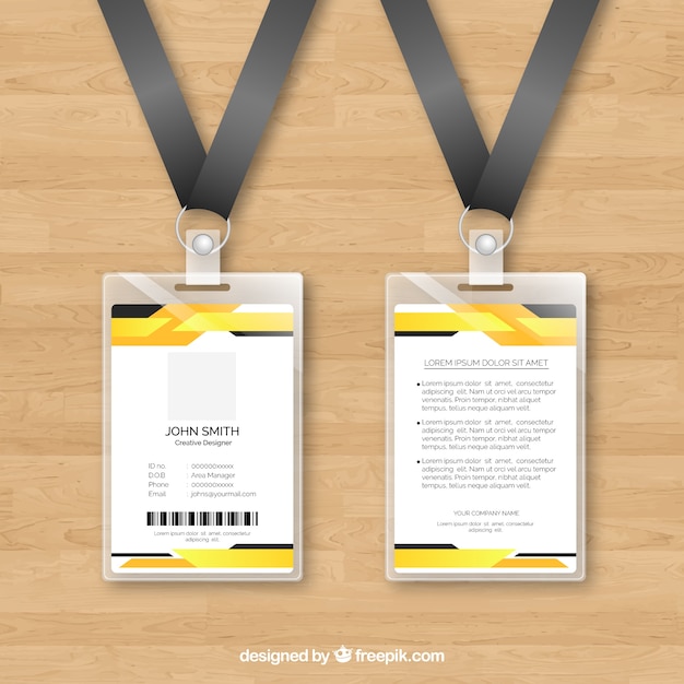 Free vector realistic id card with plastic support