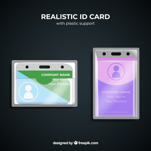 Free vector realistic id card with plastic support