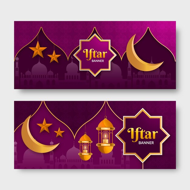 Реалистичный набор баннеров ифтара