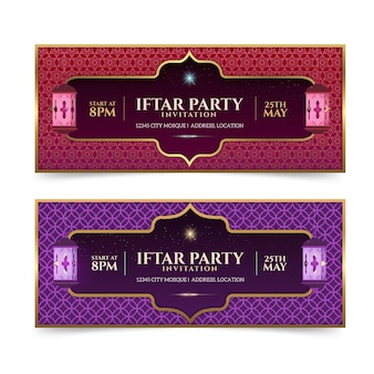 Realistic iftar banner