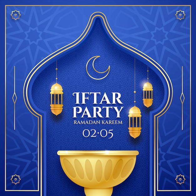 Vettore gratuito illustrazione iftar realistica