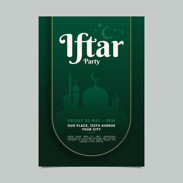 무료 벡터 현실적인 iftar 초대장 템플릿