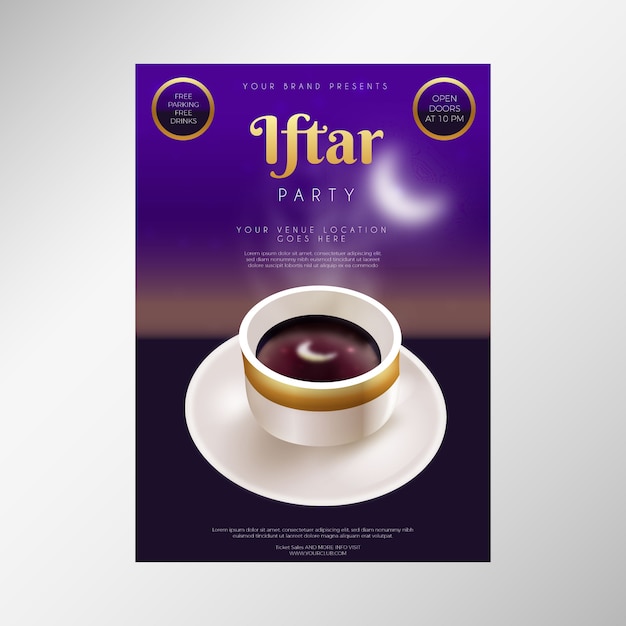 Realistic iftar invitation template