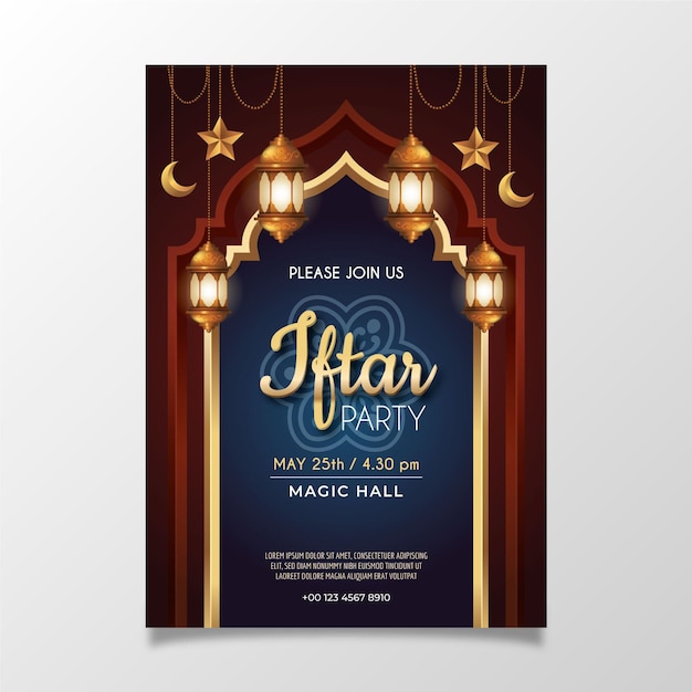 Реалистичный шаблон приглашения на ифтар
